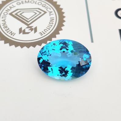 Topacio azul de Londres de 15,90 quilates, piedra facetada creada en laboratorio, piedra de corte ovalado para múltiples usos en joyería, piedra preciosa creada en laboratorio, 18 x 13 x 8 mm.