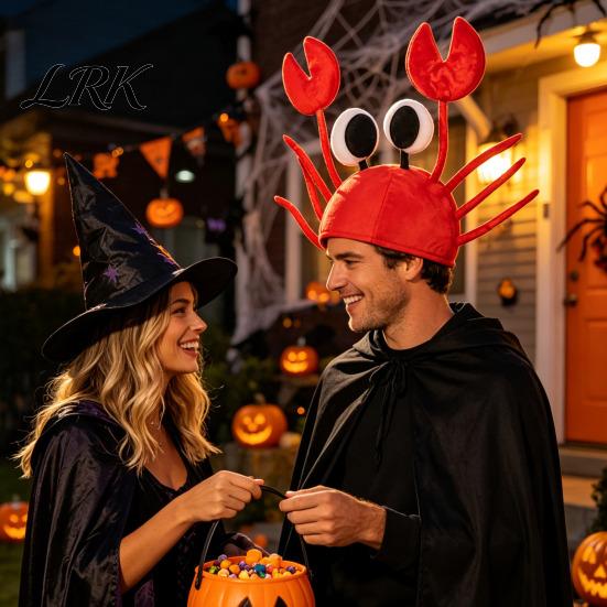 Comfortable Novelty Cap for Garden Activities Funny Unisex Crab Hat, 3D Plush Seafood Creative Photo Prop Short Videos Animal Costume Headwear