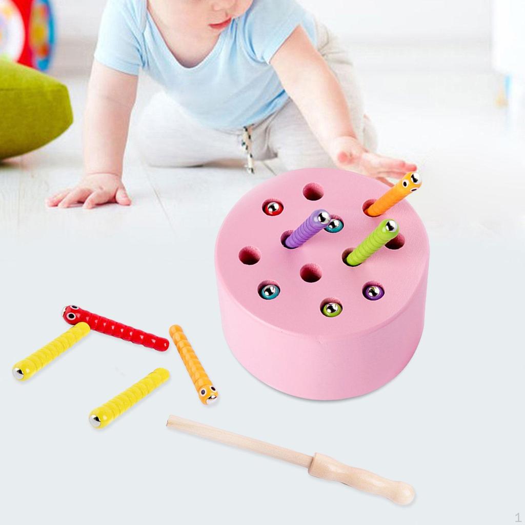 Magnetic Worm Catch Game Fine Motor Skills Color Cognitive