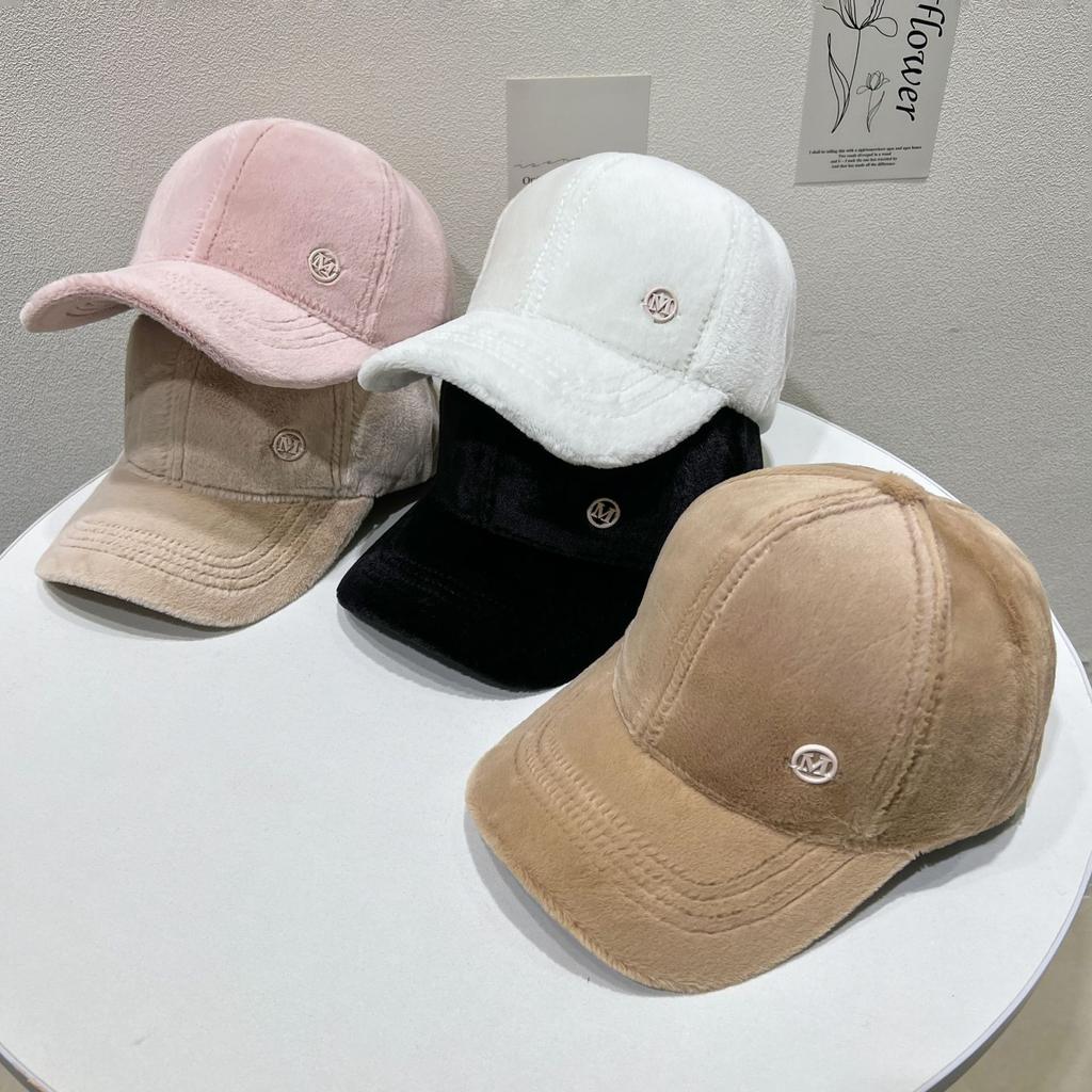 Winter Duck Tongue L Hat with Plush and Thickened Warm Baseball Cap Korean Version Women's Hat