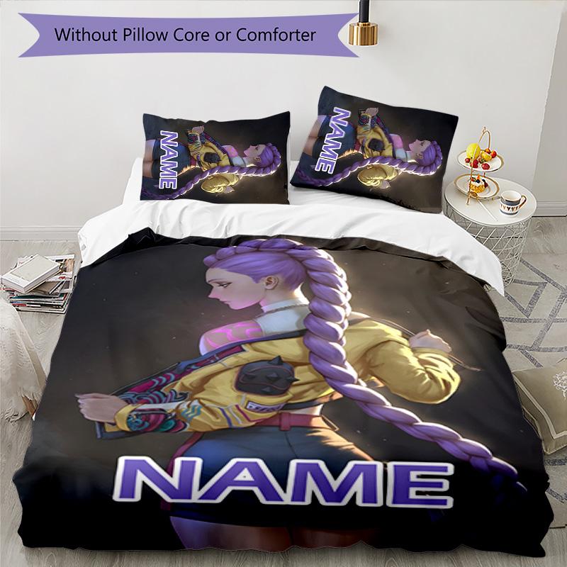 3pcs KPop Demon Hunters22 Cover Set - Personalized Name, HD Printed Bedding with 1 Cover and 2 Pillowcases - Perfect for Home Decor, Easy Care