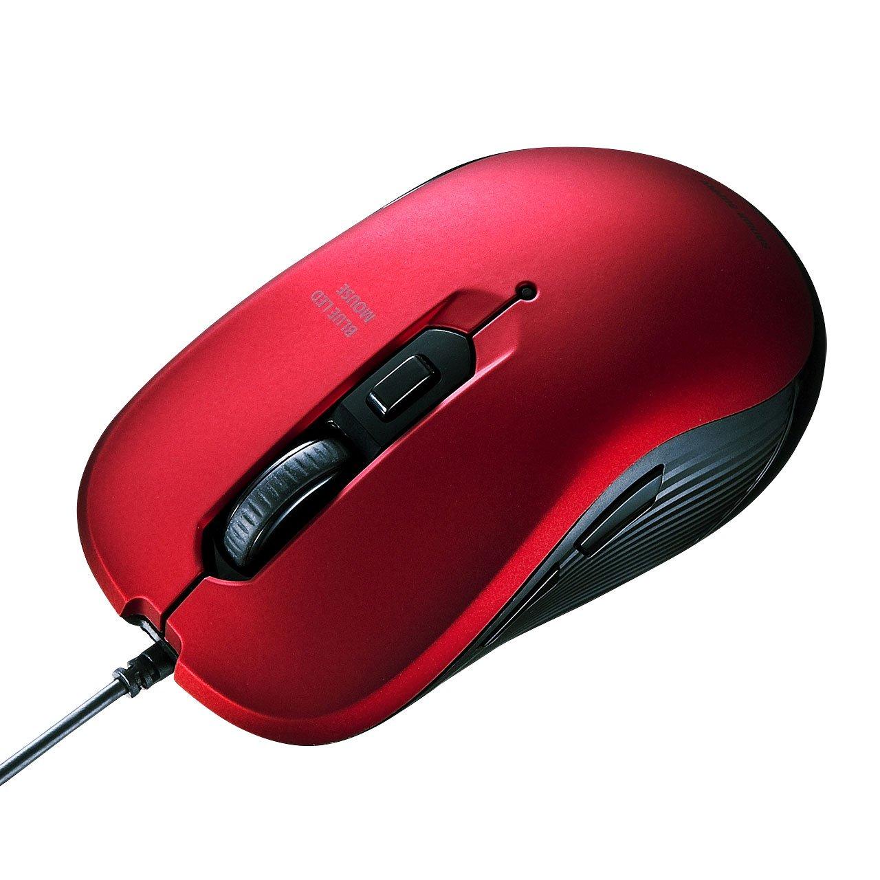 

Sanwa Supply Wired USB Mouse Blue LED 5 Button Symmetrical Medium Size Red MA-BL114R