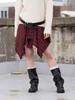 The Green Lab Check Asymmetrical Skirt [Red]