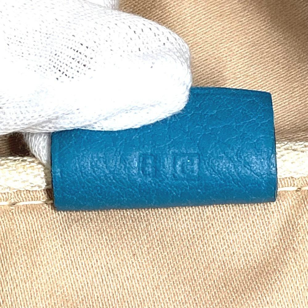 HERMES Victoria 43 Boston Bag Hand Bag Toile H / Leather Blue gene blue/Beige
