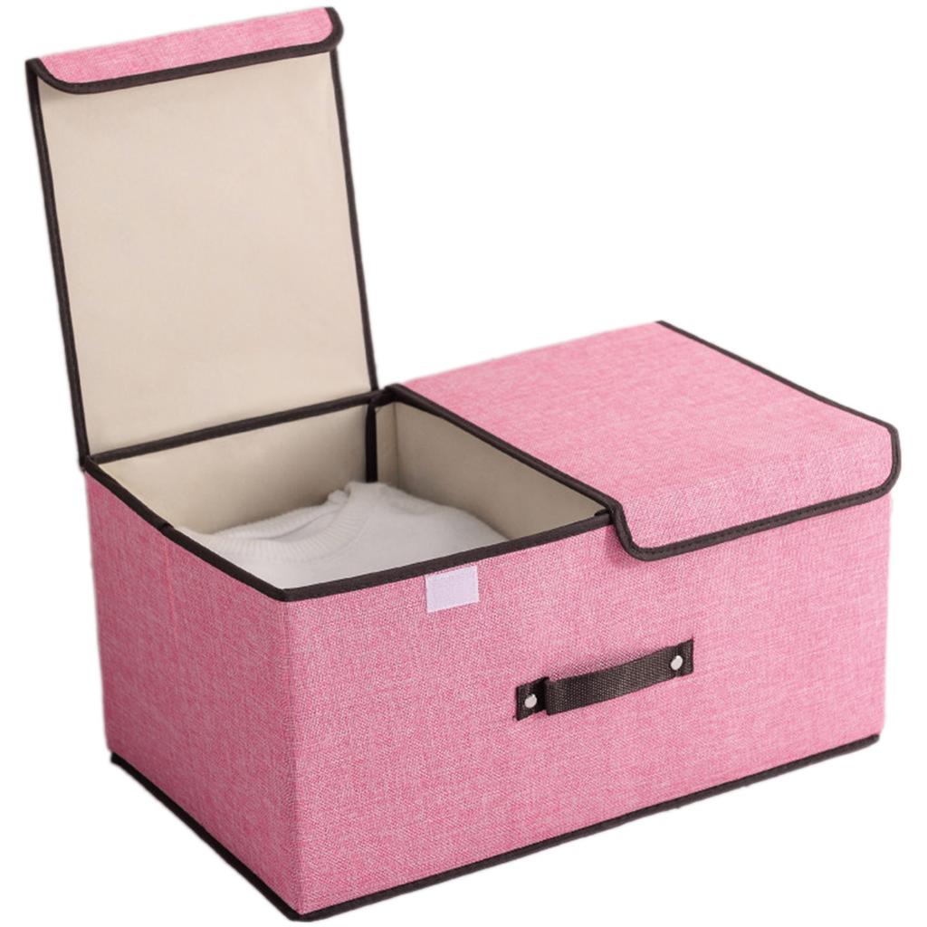 Foldable Cotton Linen Storage Box Convenient Double Lid Underwear Organizer Clothing Container for Home Organization