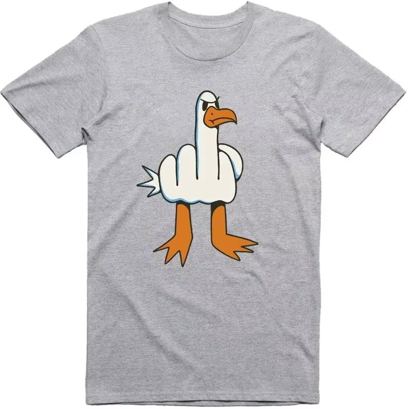 

2026Unisexs Funny TShirt Rude Seagull Design Regular Fit Cotton Tee Women Unisex P Cartoon Graphic Cotton T Shirts Breathable Workout 4XL