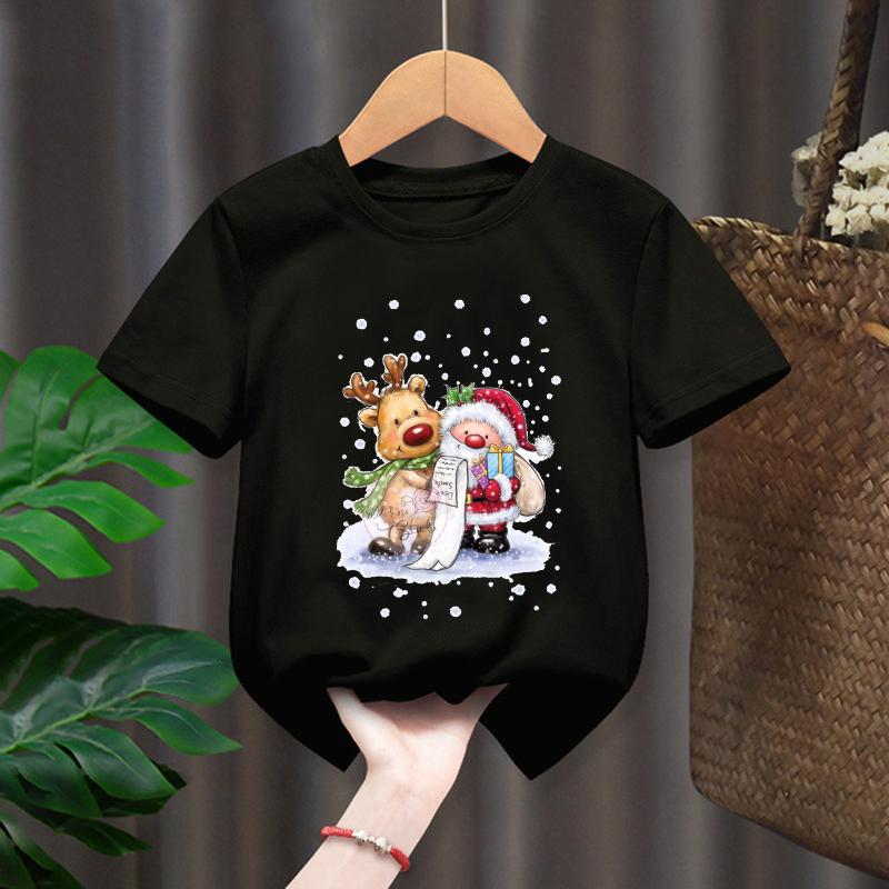 

С Рождеством, новая мода, забавный подарок Санта-Клауса, детские футболки с рисунком, детская футболка с короткими рукавами для мальчиков, повседневный топ для девочек 110cm