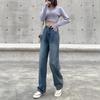 Women's Retro High-Waisted Wide-Leg Jeans - Plus Size, Loose-Fit, Floor-Length Drape, Spring/Autumn 2025 Collection