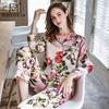 Fimtairah 6A 22MM  100% Mulberry Silk Pajamas Women Real Silk Pajama Sets Sleepwear Floral Printed Flower Long Sleeve Pyjamas