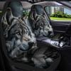 2pcs Majestic Wolf Portrait Car Seat Cover Set – High-Quality, Trendy Seat Protectors, Enhanced Comfort, Durable Design, Fit F