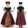 Alice In Wonderland Queen Of Hearts Cosplay Dress For Adults With Red Crown And Fabric Skirt Scene Costume