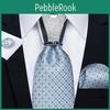 Set Dibangu Mens Formal Necktie Silver Tiering Navy Blue Ties Silk Hanky Cufflinks Set Wedding Gift
