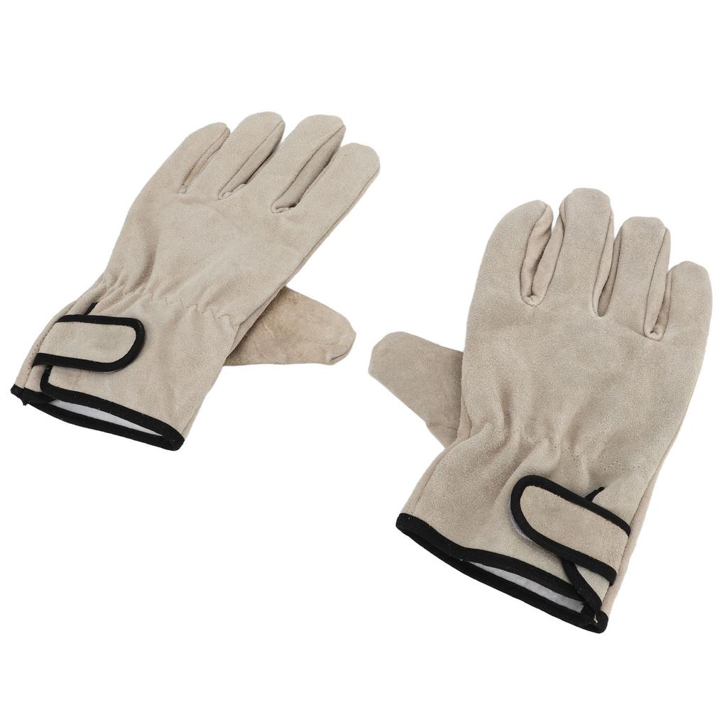 Cowhide Leather Gloves Durable Insulation Leather Gloves BBQ Camping Driving Gloves for Welding