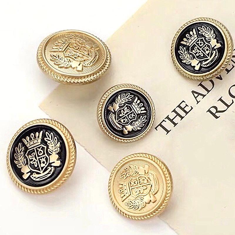 

10pcs Metal Buttons British College Style Crown Pattern Golden Button for Coat Jacket Shirt Suit DIY Handmade Sewing Accessories 15MM