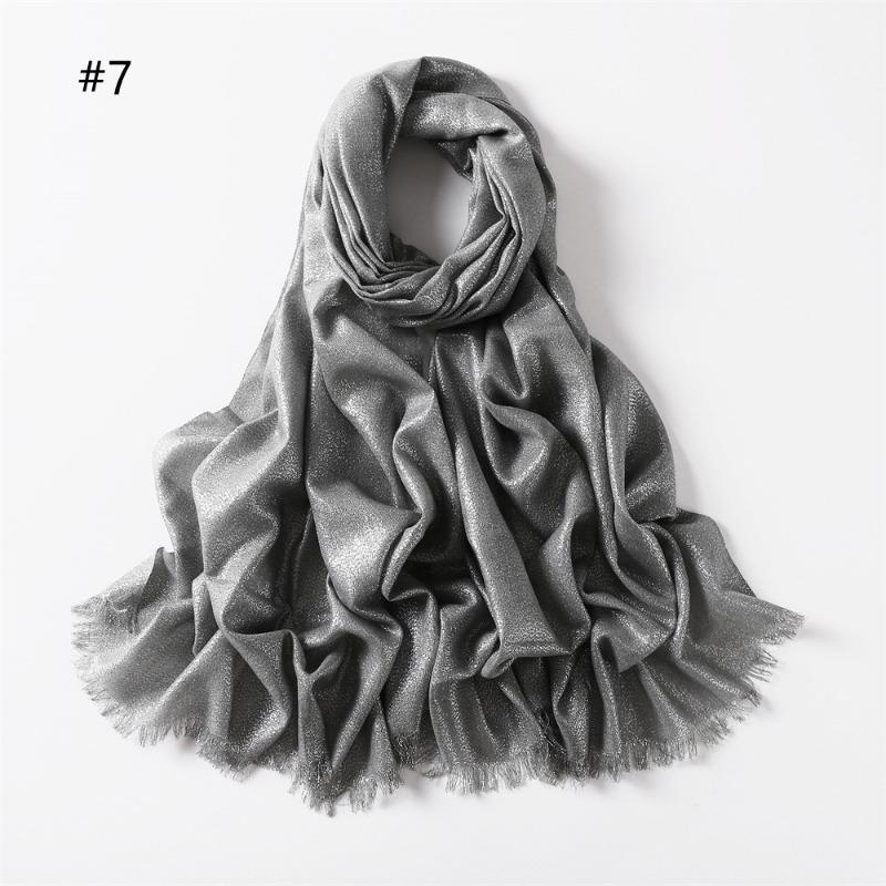 Spring and summer new solid color long scarf human cotton gold silk silver silk scarf women's monochrome long headscarf shawl