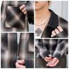 WEGO Ombre Check Shirt Street Loose Oversized Size Black Check Men's Jacket, Outerwear, Style, Fit, Silhouette, Fall/Winter Clothes, Gift, M,