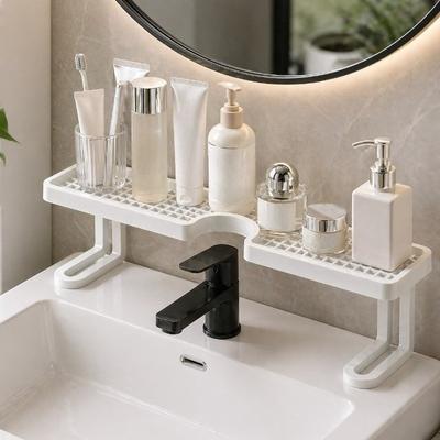 Bathroom U-Shaped Rack Wall Mount Floating Shelf Over Sink Organizer Wash Basin Rack Punch-Free Storage Accessories