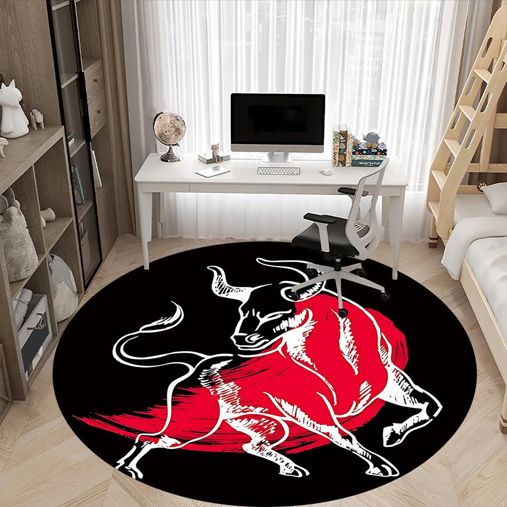 1pc Bull Symbol Chair Carpet for Office, Indoor Non-Slip Polyester Fiber Carpet,  Machine Washable, Durable Construction yy251205113