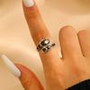 Sun and Moon Open Ring for Women Adjustable Sparkling Accent Celestial Statement Ring