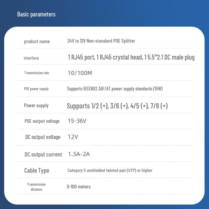 24V To 12V POE Splitter Module