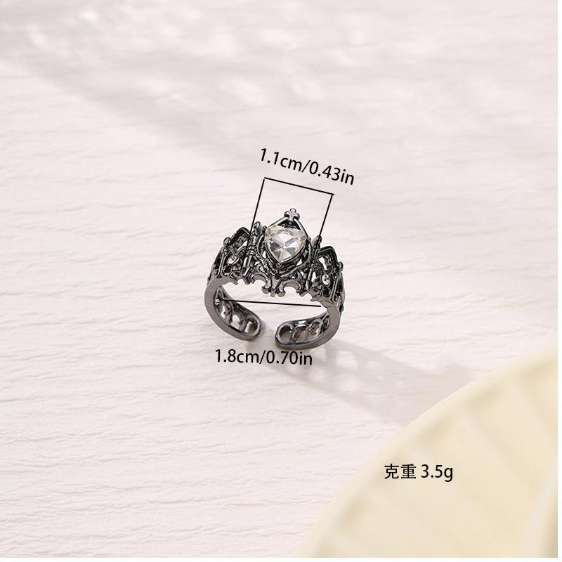 Gothic Cross Crown Love Ring Women's Niche Light Luxury French Medieval Ring Opening Adjustable Ring
