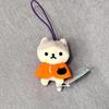 Plush Halloween Cat Pendant With Pumpkin Costume For Collectors And Ideas Gift