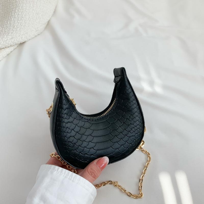 

Популярная сумка-полумесяц, новая женская сумка 2024 года, повседневная ретро-сумка на плечо, трендовая сумка-мессенджер с цепочкой, женская сумка чёрный