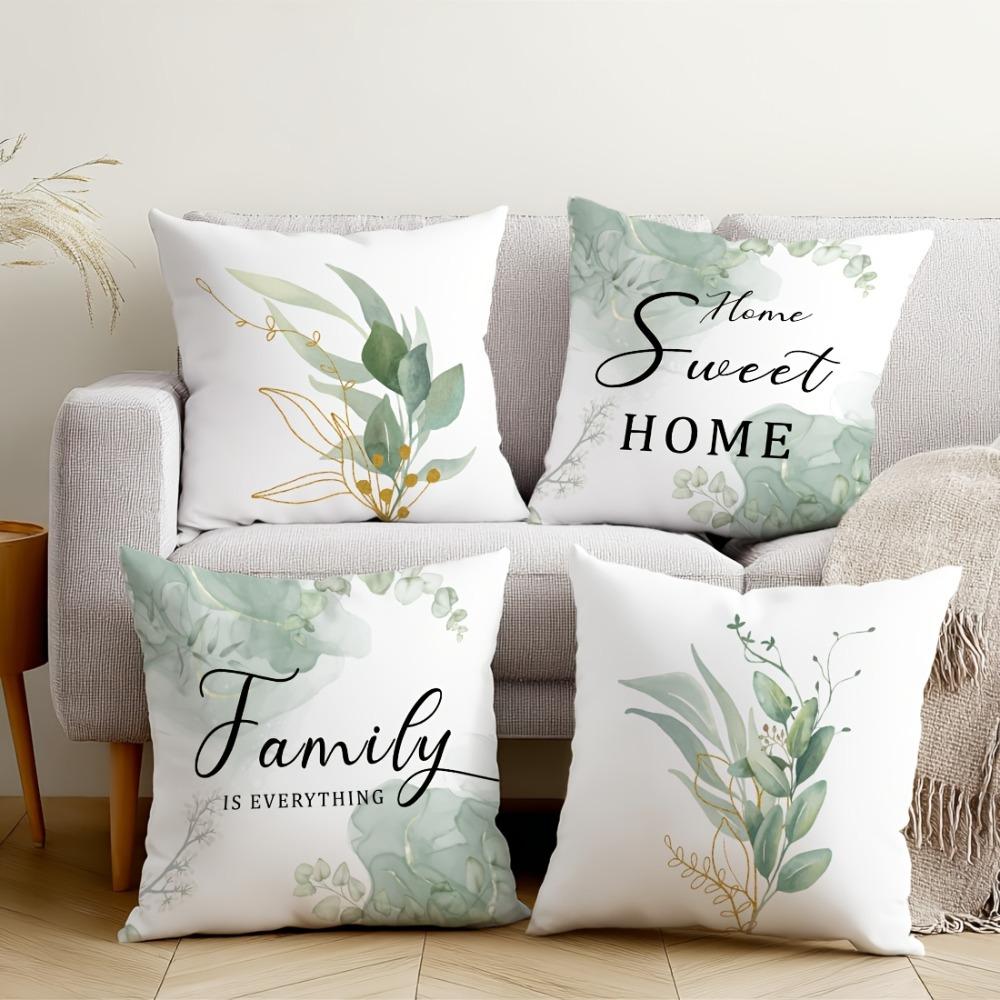 Home Decor Green Floral Decorative Pillow Cover Pattern Cushion Cover Suitable For Sofa Bedroom Car Pillow Cover