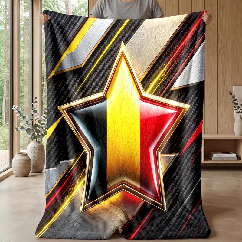 Belgium Football Printed Flannel Blanket Skin Friendly Warm Decorative Throw for Indoor Couch Bed Daily Use