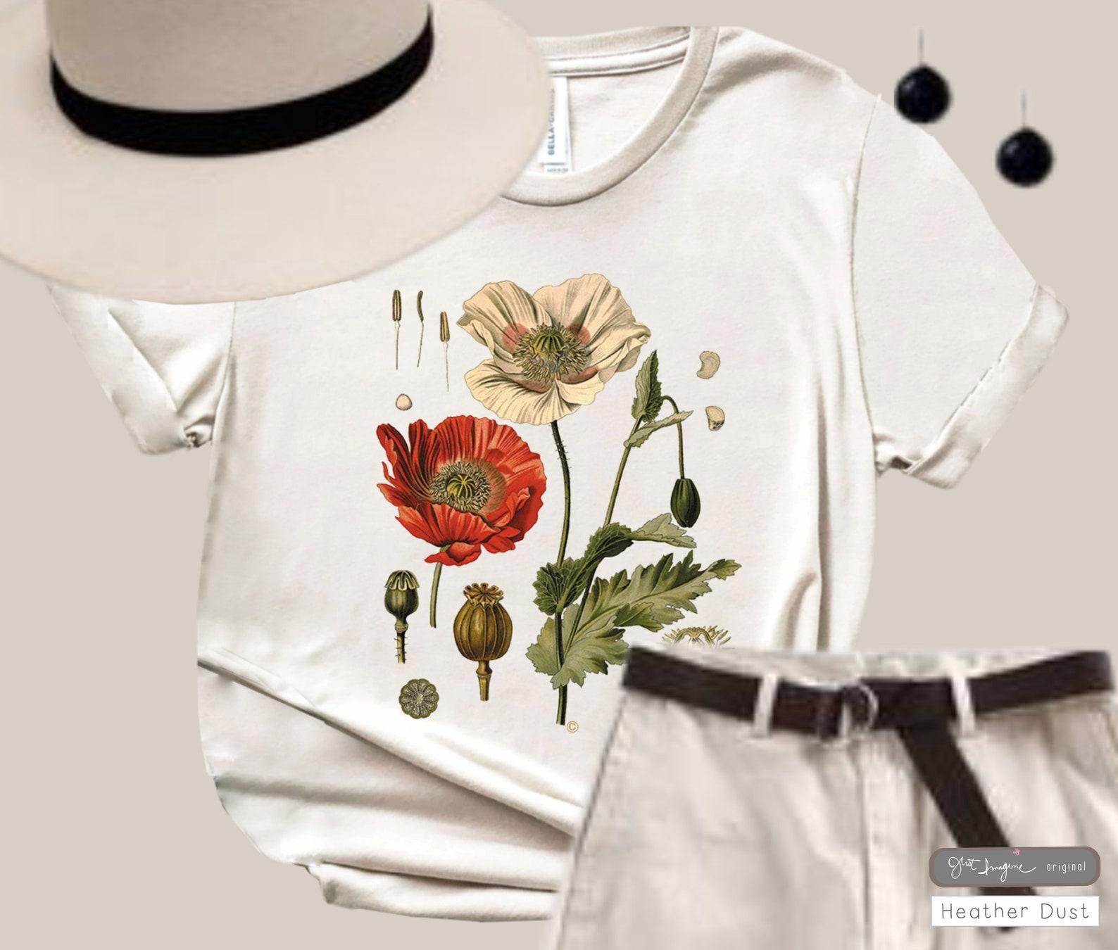 Botanical Poppy T-Shirt: Big Bloom Garden Tee 3XL