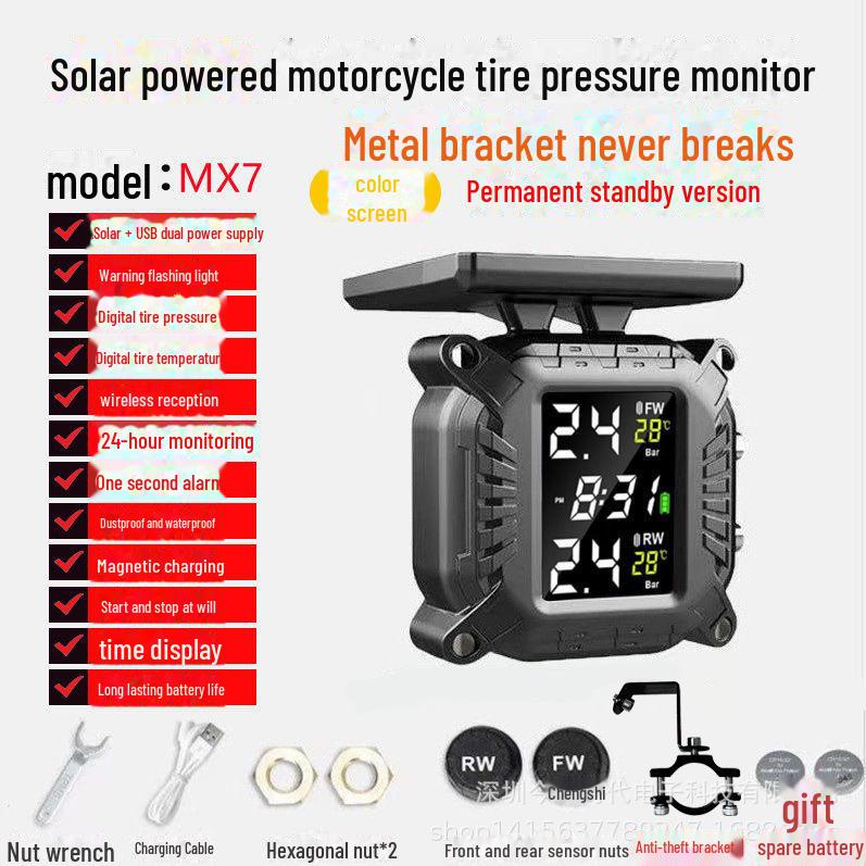 XM7 Solar Wireless Waterproof Motorcycle Tire Pressure Monitor