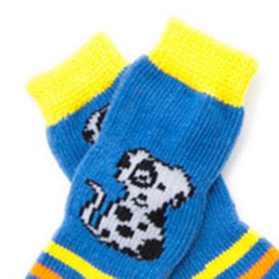 Yousheng 4Pcs Pet Stocking Puppy Print Anti-skid Breathable Elastic Pet Dogs Three Sections Long Socks for All Seasons