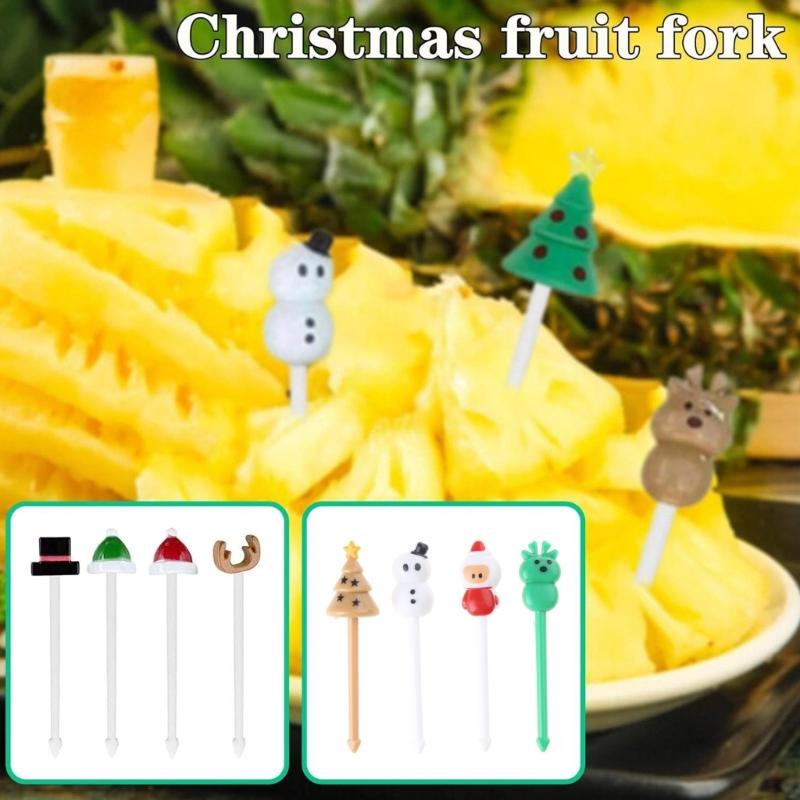 4x Fruit Sign Fork Set for Cake Dessert Pastry Reusable Lunch Box Toothpicks