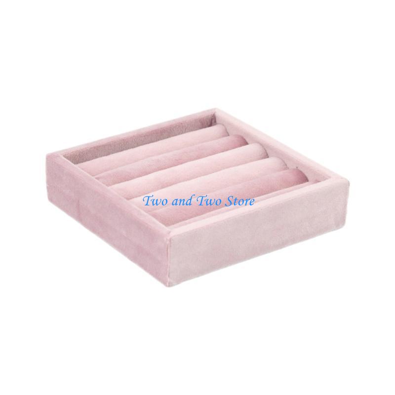 HX6F Jewelry Stand Velvets Fabric Material Jewelry Display Tray for Rings Earrings