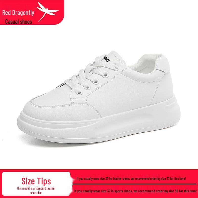 Red Dragonfly Women s Genuine Leather Thick-Soled White Casual Shoes - Autumn/Winter 2024 Bestseller 40