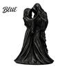 Dark Aesthetic Desk Ornament Gothic Faceless Lovers Figurine, Ghost Couple Sculpture, Mysterious Heavy Tabletop Art Desktop for Shelf Mantel