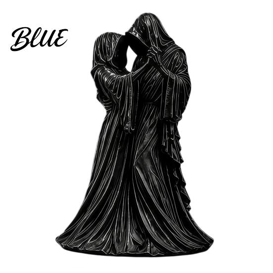 Dark Aesthetic Desk Ornament Gothic Faceless Lovers Figurine, Ghost Couple Sculpture, Mysterious Heavy Tabletop Art Desktop for Shelf Mantel