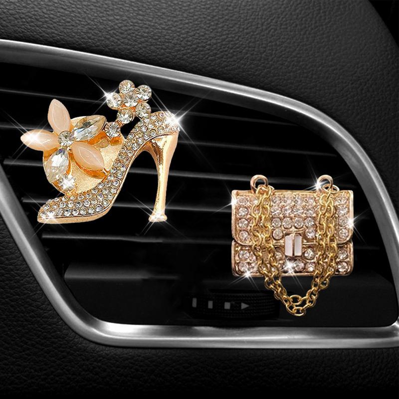 Rhinestone Vent Clips For Car Car Diffuser Vent Clip High Heel Decorative Car Air Freshener Clip For Girls Women Stylish Car