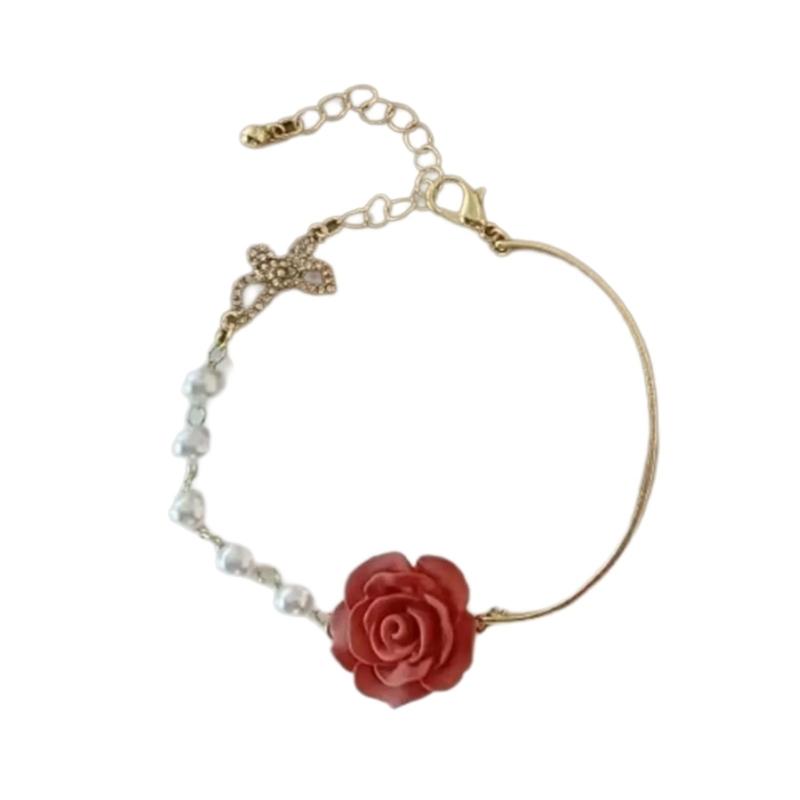 Элегантный браслет дружбы с цветком из искусственного жемчуга «Роза» для модных женщин и лучшей подруги на каждый день