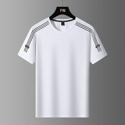 Sommer Bedrucktes Eisseiden-T-Shirt für Herren Sport, Freizeit, Laufen, Fitness, Atmungsaktives Kurzarm-Herren-Übergrößen-Schnelltrocknungs-Kleidung