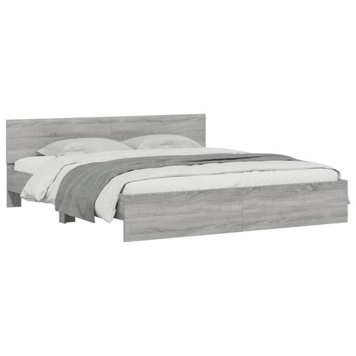 VidaXL Bed Frame with Headboard Sonoma Grey 160x200 Cm 3207474