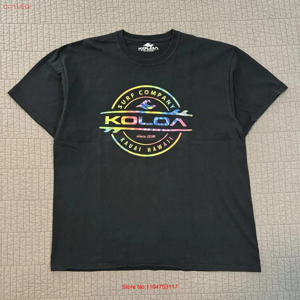 Koloa Surf Company T Shirt Unisexs Xl Black Tie Dye Logo Surfer Y2k Kauai Hawaii Vintage Graphic Casual Homme Soft