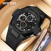 SANDA 3378 Sport Watch Military Wristwatch for Men Alarm Stopwatch LED Digital Back Light Dual Time Display Waterproof Watch Men