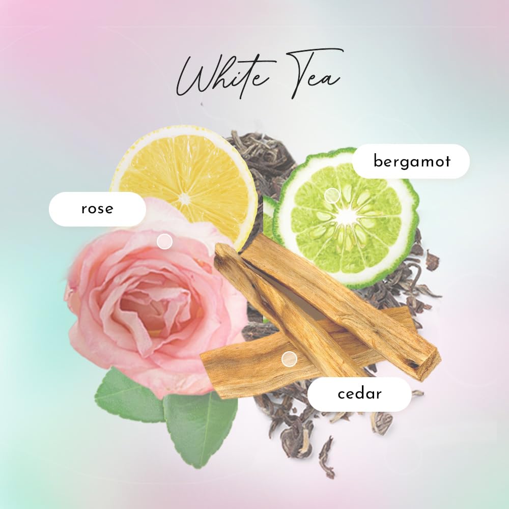 Landrin Aroma Candle White Tea Scent 180g Gift Present Approximately 36 Hours Paraffin Free 100% Vegetable-based,