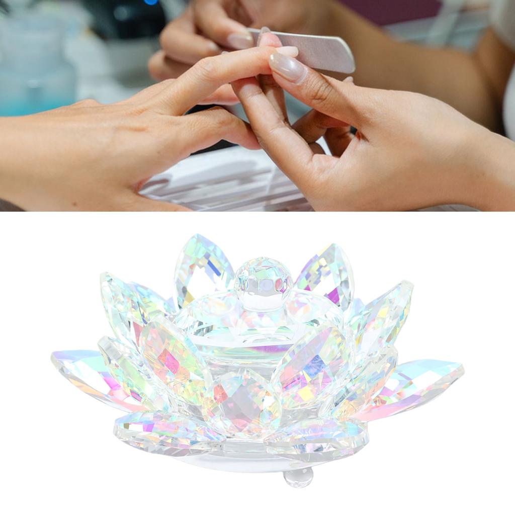 Flower Shape Nail Art Dappen Dish Glass Tealight Candle Holder Candlestick Decor With Lid Non Slip Bottom