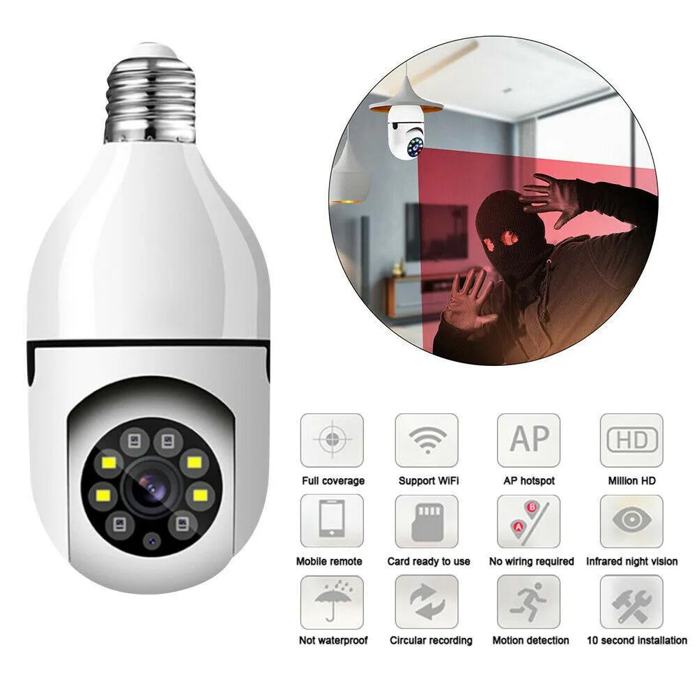 New HD 1080P E27 Bulb WIFI Smart Camera Night Vision Two Way Audio Monitor Human Tracking for Home Outdoor Security Protection