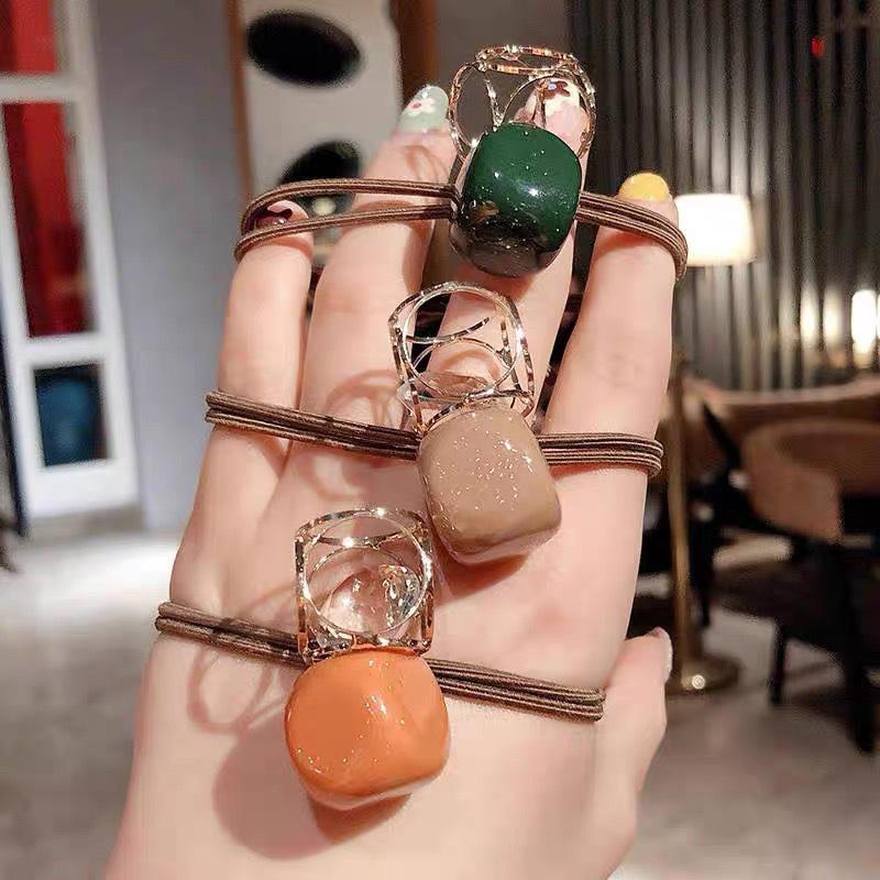 Versiune coreeană bentiță minimalistă din aliaj golită cu cristale legată cu păr, bandă de piele, elasticitate ridicată podoabă de cap pentru fete