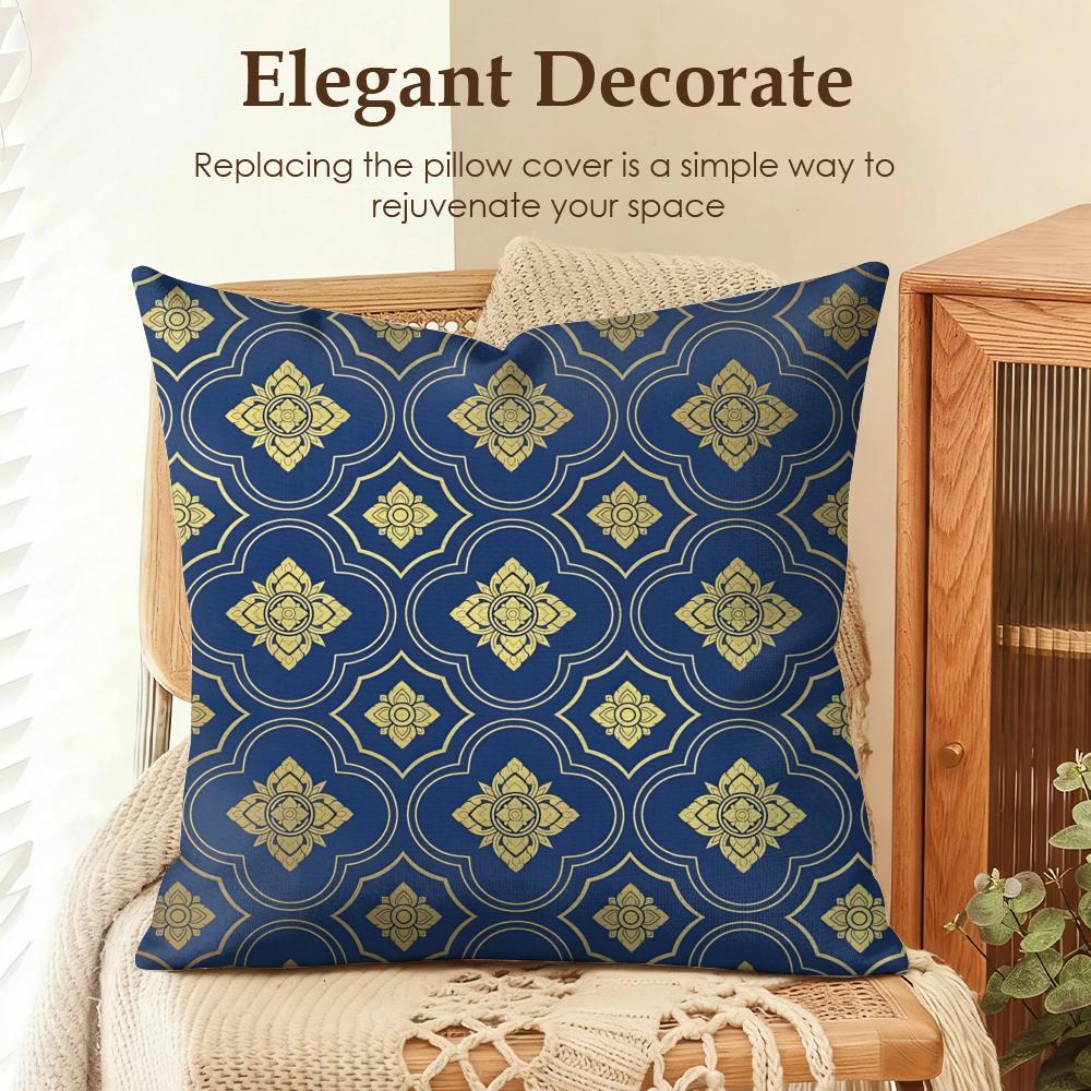 Indonesia Batik Design Cushion Cover Natural Linen Organic Fabric DoubleSided Printing Sofa Home Decor Gift Pillow Case