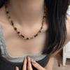 Maillard Retro White Tiger'S Eye Stone Beaded Necklace Niche Design Autumn And Winter Double-Sided Tiger'S Eye Stone Pendant Sweater Chain