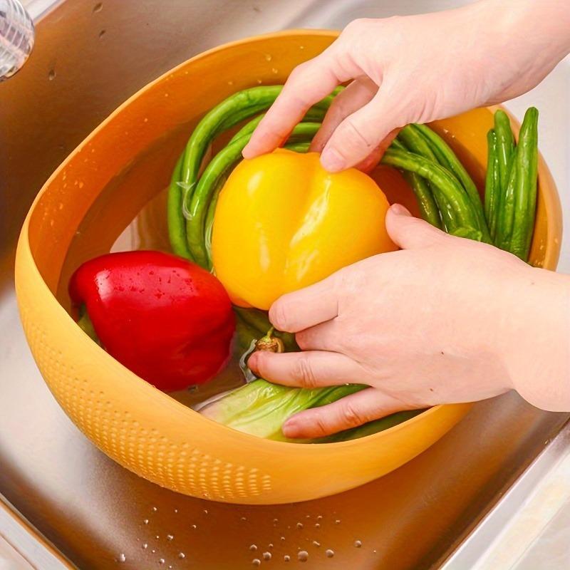Rice Washing Basket with Holes - Durable Kitchen Strainer for Vegetables Noodles, Dishwasher Safe Colander, Food Prep Drain Bowl